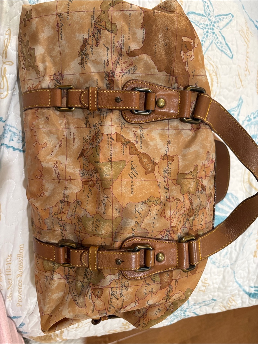 Authentic Alviero Martini Vintage Carry On Bag Nylon with Leather Trim